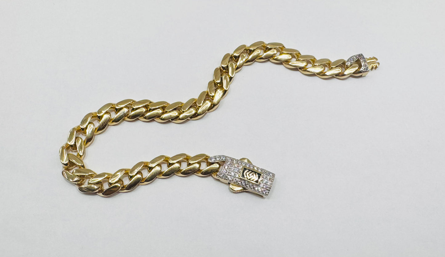 10K GOLD MONACO BRACELET 8”, WEIGHT: 9.4gm, WIDTH: 6.73mm