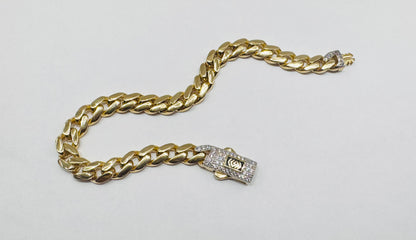 10K GOLD MONACO BRACELET 8”, WEIGHT: 9.4gm, WIDTH: 6.73mm
