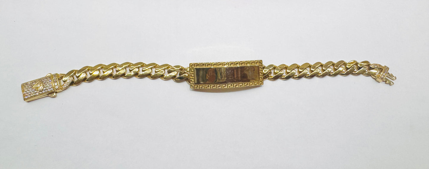 10K GOLD MONACO BRACELET 8”, WEIGHT: 14.9gm, WIDTH: 8.2mm