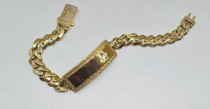 10K GOLD MONACO BRACELET 8”, WEIGHT: 14.9gm, WIDTH: 8.2mm