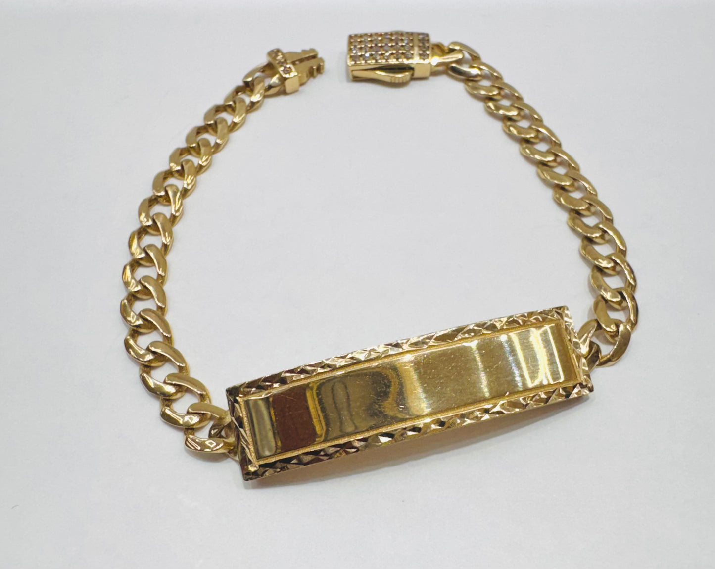 10K GOLD BABY MONACO BRACELET 6.5”, WEIGHT: 5.9gm, WIDTH: 4.7mm