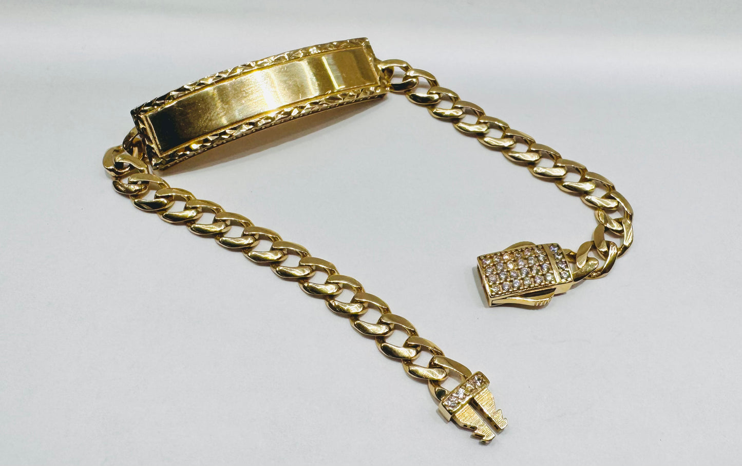 10K GOLD BABY MONACO BRACELET 6.5”, WEIGHT: 5.9gm, WIDTH: 4.7mm