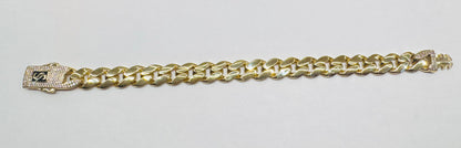 10K GOLD MONACO BRACELET 8”, WEIGHT: 18.6gm, WIDTH: 10mm