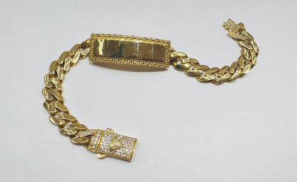 10K GOLD MONACO BRACELET 8”, WEIGHT: 14.9gm, WIDTH: 8.2mm
