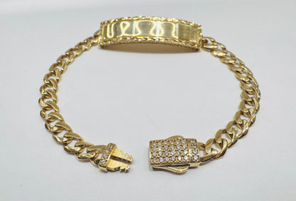 10K GOLD BABY MONACO BRACELET 6.5”, WEIGHT: 5.9gm, WIDTH: 4.7mm