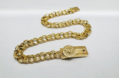 10K GOLD CHINO LINK BRACELET WITH MEDUSA HEAD 8”, WEIGHT: 10.4gm, WIDTH: 5.5mm