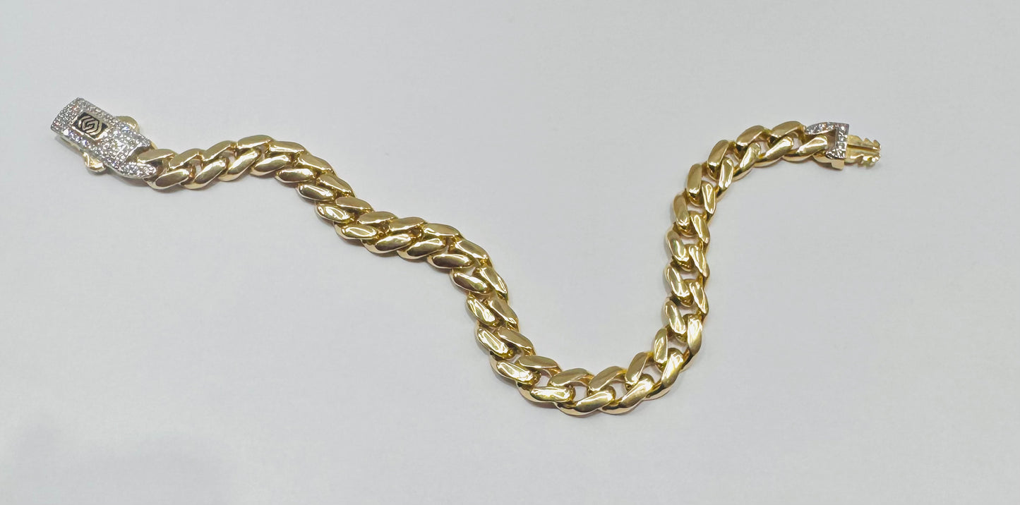 10K GOLD MONACO BRACELET 8”, WEIGHT: 9.4gm, WIDTH: 6.73mm