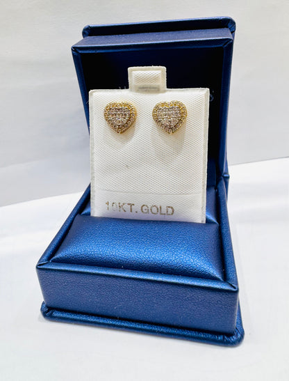 10K GOLD NATURAL DIAMOND HEART EARRINGS 0.48CT