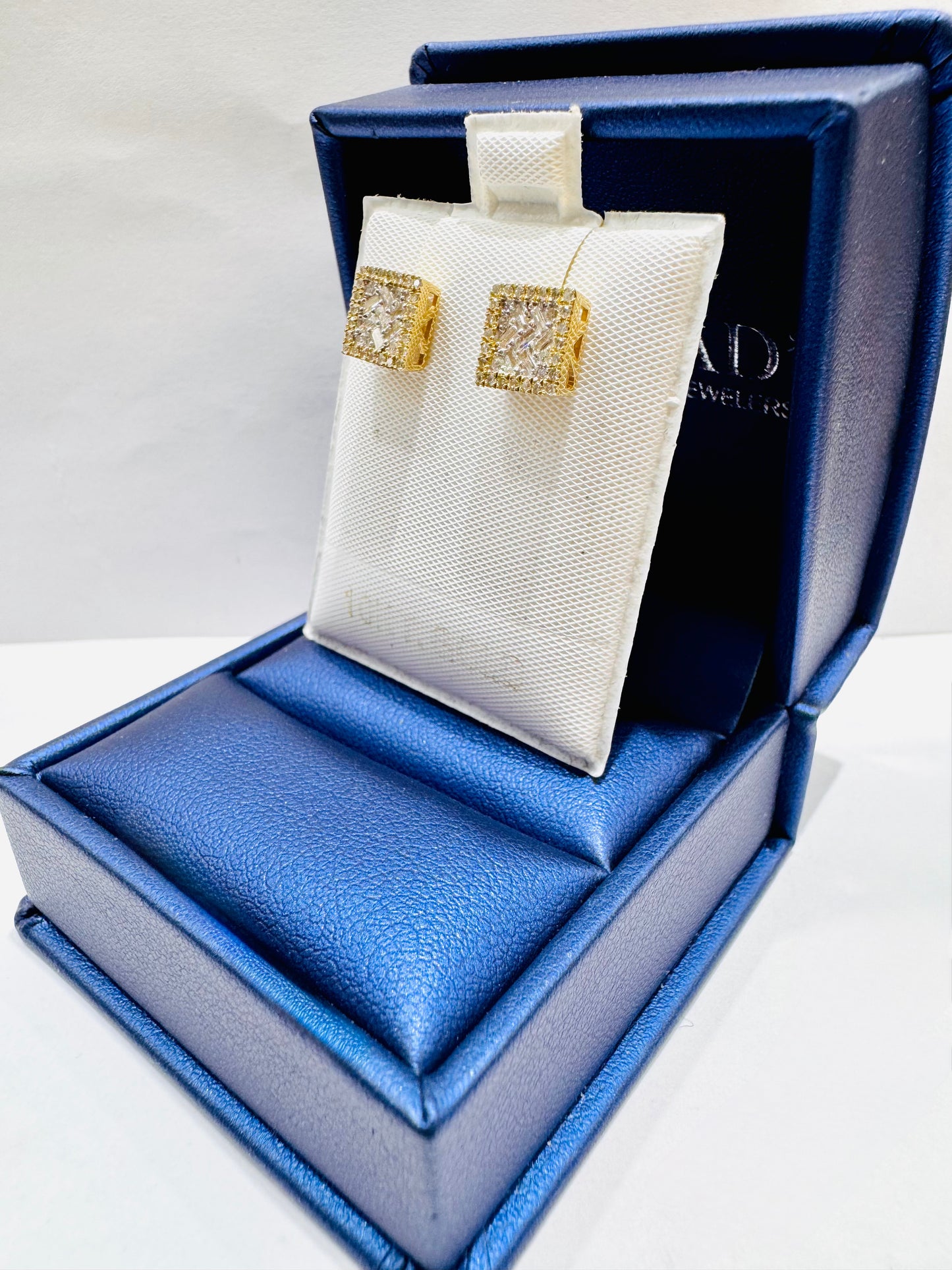 10K GOLD NATURAL DIAMOND SQUARE STUD EARRINGS 0.35CT