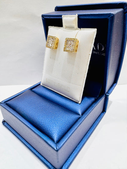 10K GOLD NATURAL DIAMOND SQUARE STUD EARRINGS 0.35CT