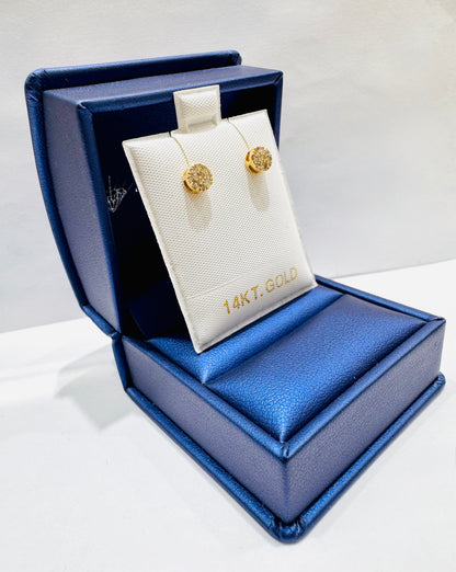 14K GOLD NATURAL DIAMOND ROUND STUD EARRINGS 0.27CT