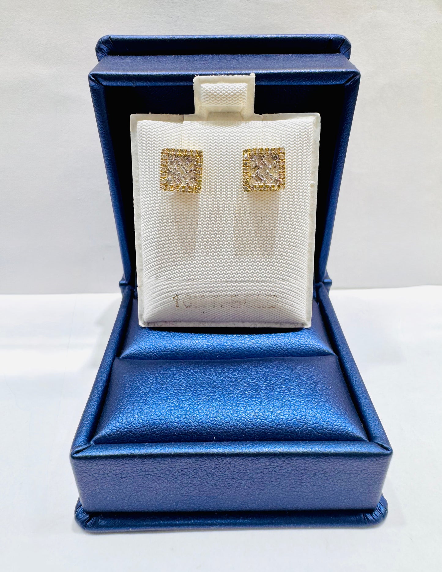 10K GOLD NATURAL DIAMOND SQUARE STUD EARRINGS 0.35CT