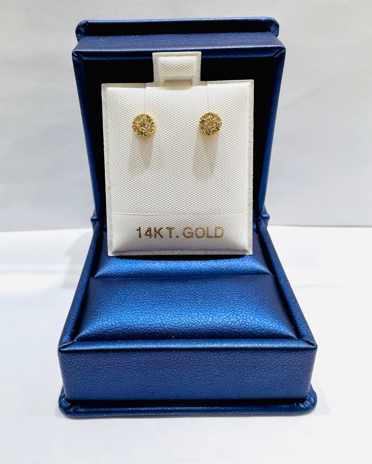14K GOLD NATURAL DIAMOND ROUND STUD EARRINGS 0.27CT