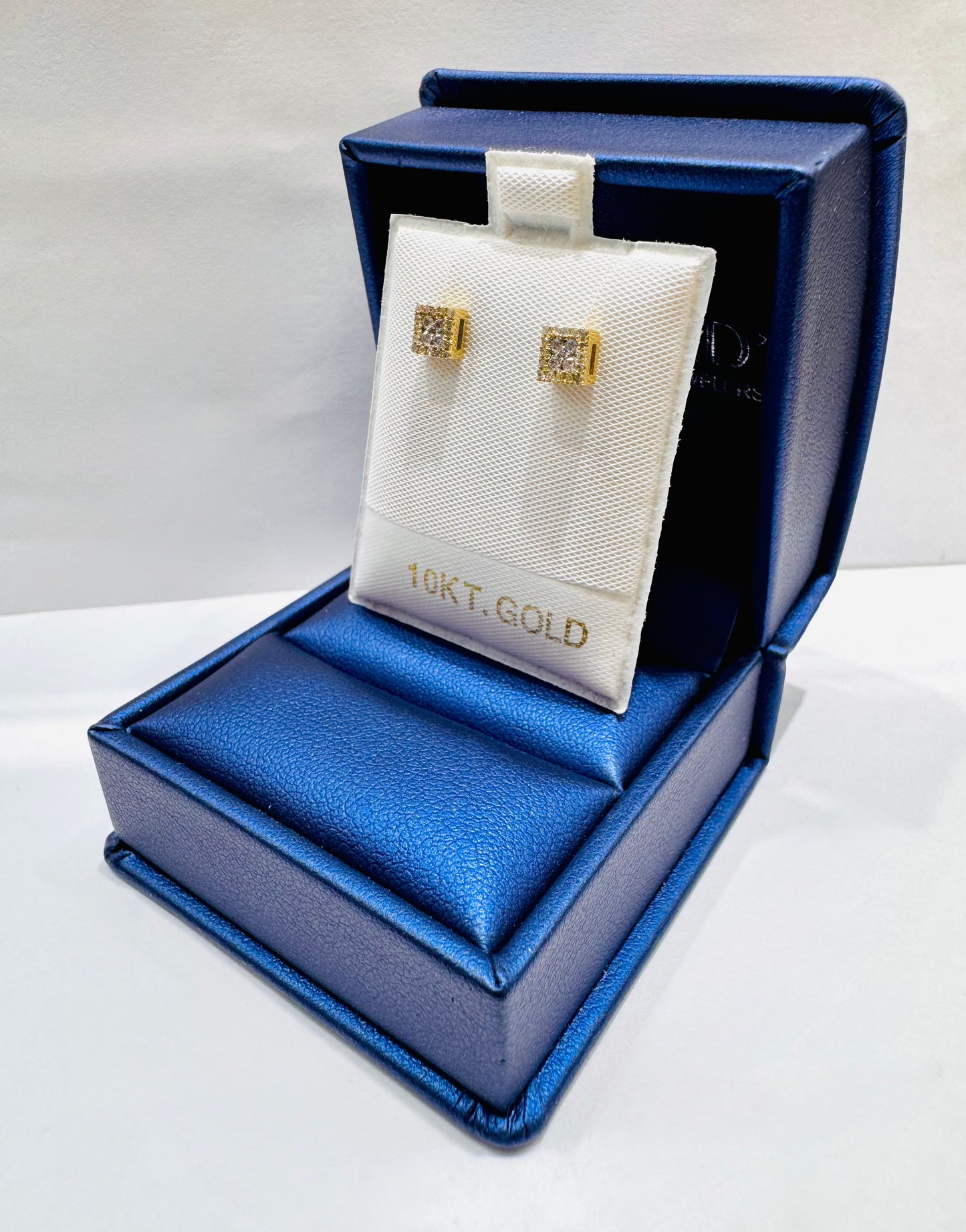 10K GOLD NATURAL DIAMOND SQUARE SHAPED EARRINGS 0.18CT