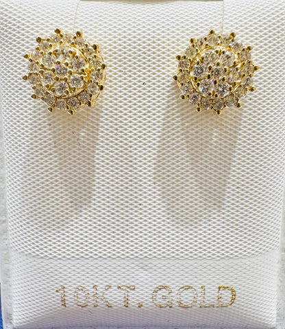 10K GOLD NATURAL DIAMOND ROUND STUD EARRINGS 0.45CT