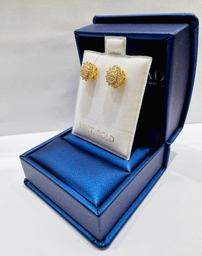 10K GOLD NATURAL DIAMOND ROUND STUD EARRINGS 0.45CT