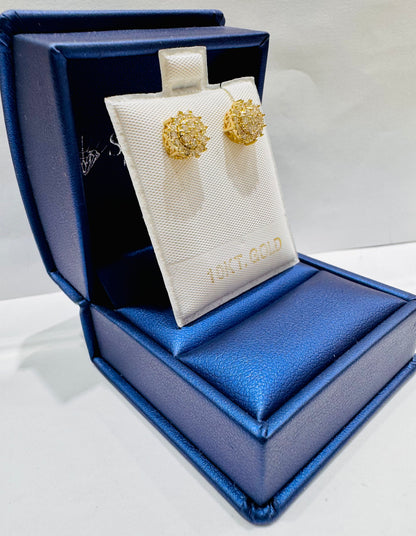 10K GOLD NATURAL DIAMOND ROUND STUD EARRINGS 0.45CT