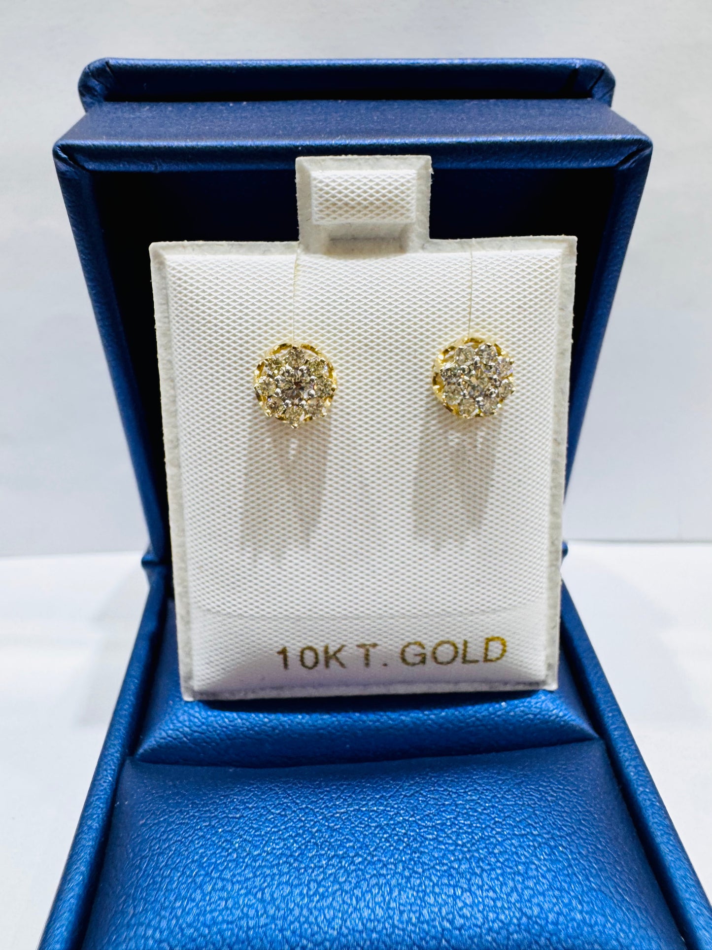 10K GOLD NATURAL DIAMOND FLOWER EARRINGS 0.45CT