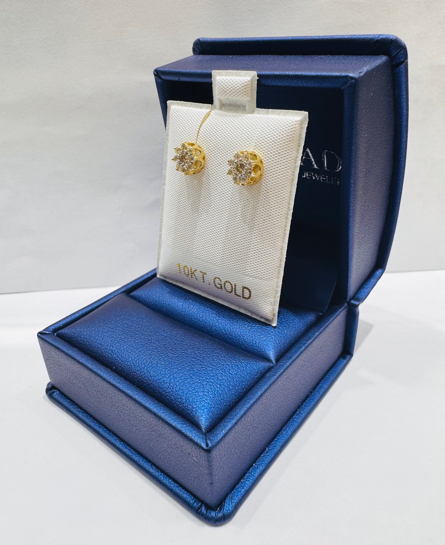 10K GOLD NATURAL DIAMOND FLOWER EARRINGS 0.45CT