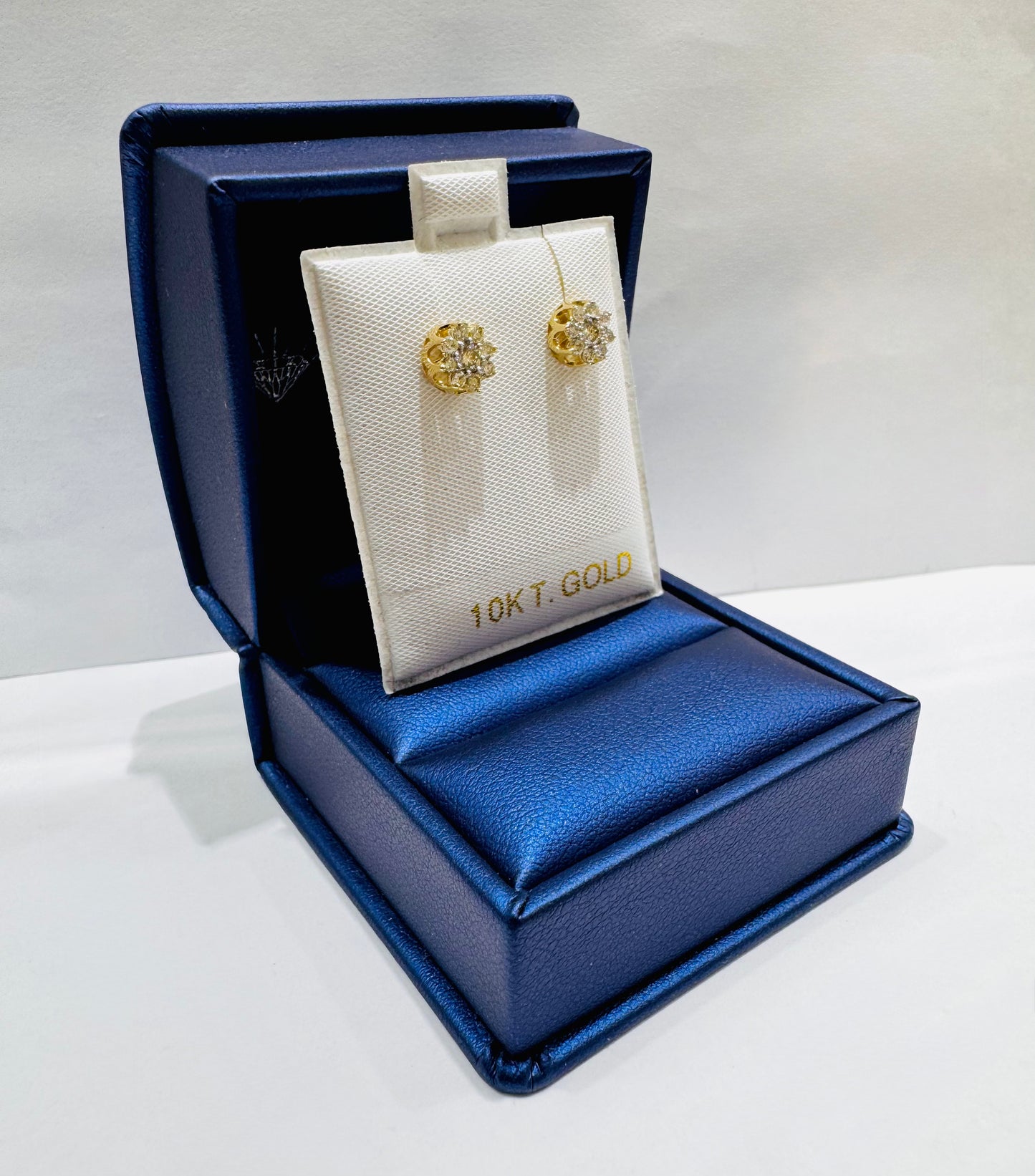 10K GOLD NATURAL DIAMOND FLOWER EARRINGS 0.45CT