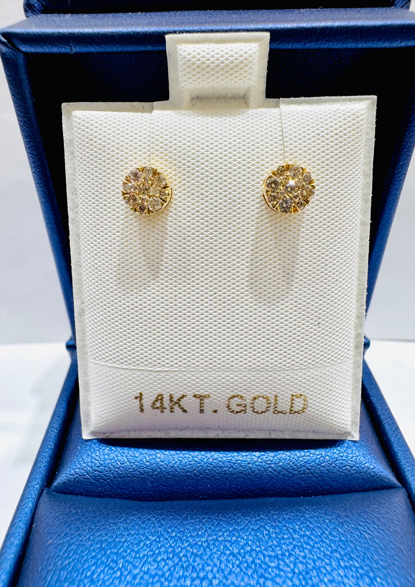 14K GOLD NATURAL DIAMOND ROUND STUD EARRINGS 0.27CT