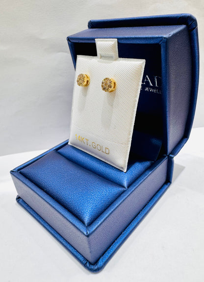 14K GOLD NATURAL DIAMOND ROUND STUD EARRINGS 0.27CT
