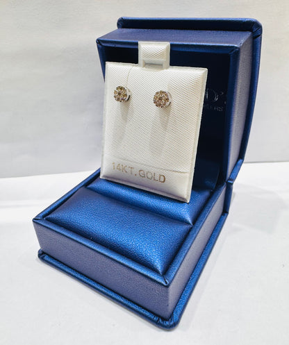 14K WHITE GOLD NATURAL DIAMOND ROUND STUD EARRINGS 0.27CT