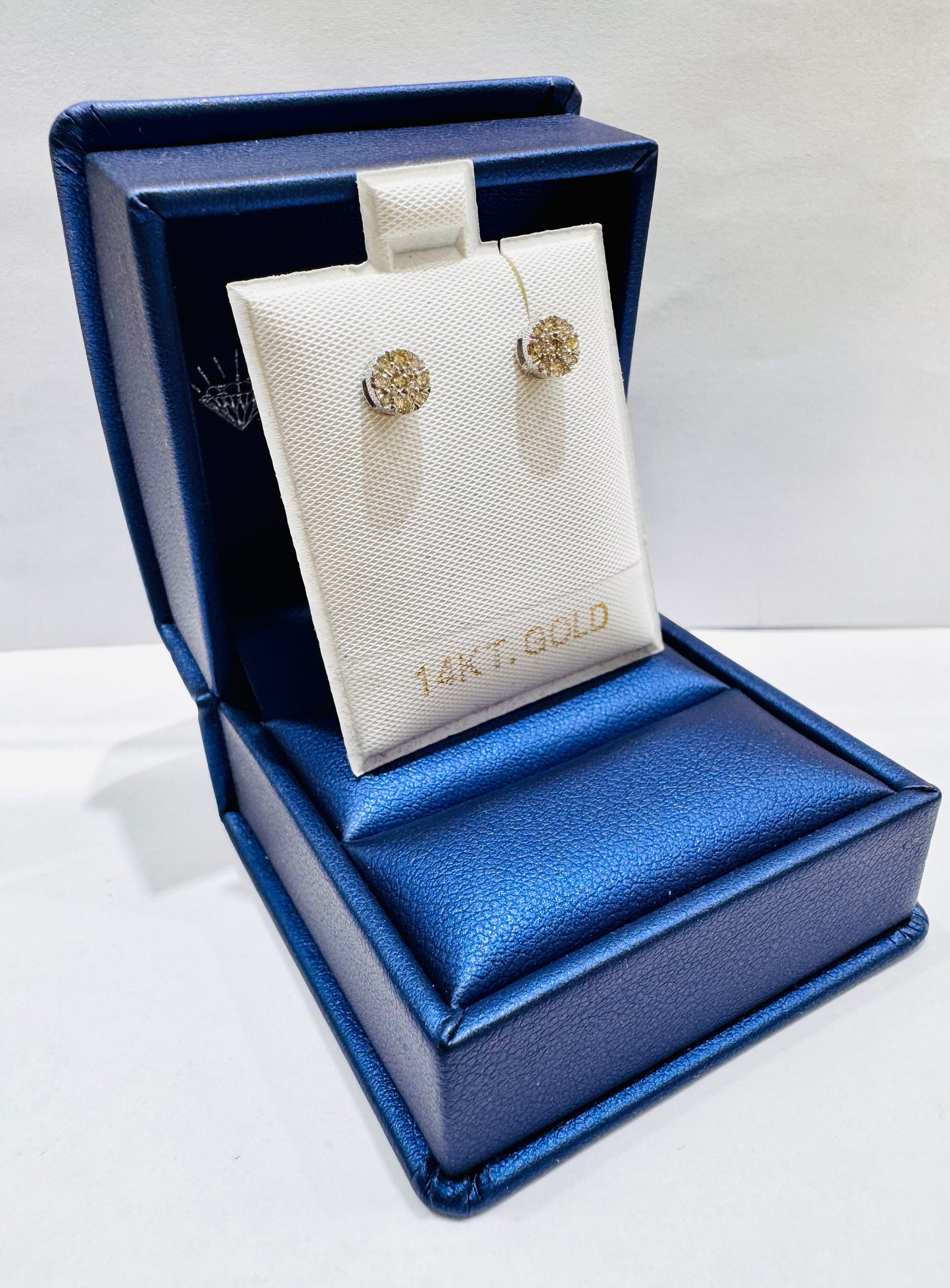 14K WHITE GOLD NATURAL DIAMOND ROUND STUD EARRINGS 0.27CT