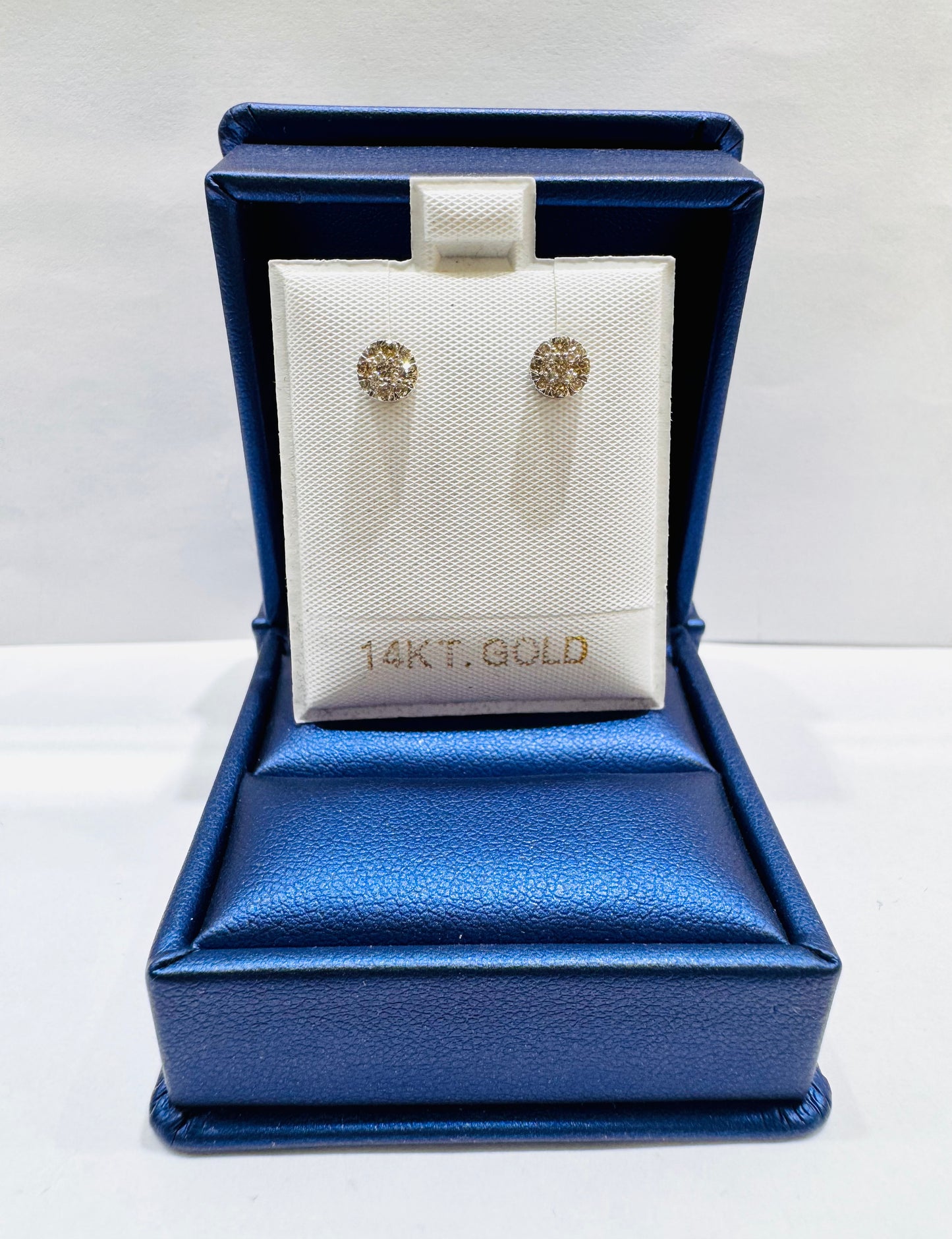 14K WHITE GOLD NATURAL DIAMOND ROUND STUD EARRINGS 0.27CT