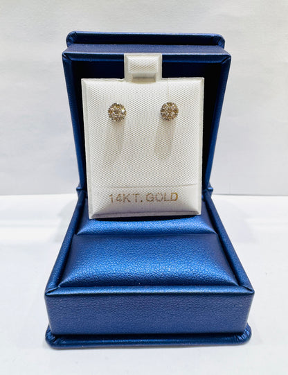 14K WHITE GOLD NATURAL DIAMOND ROUND STUD EARRINGS 0.27CT