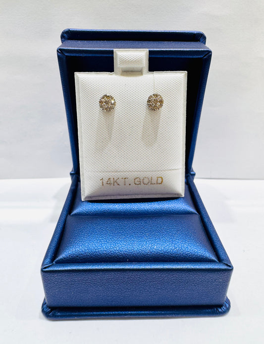 14K WHITE GOLD NATURAL DIAMOND ROUND STUD EARRINGS 0.27CT