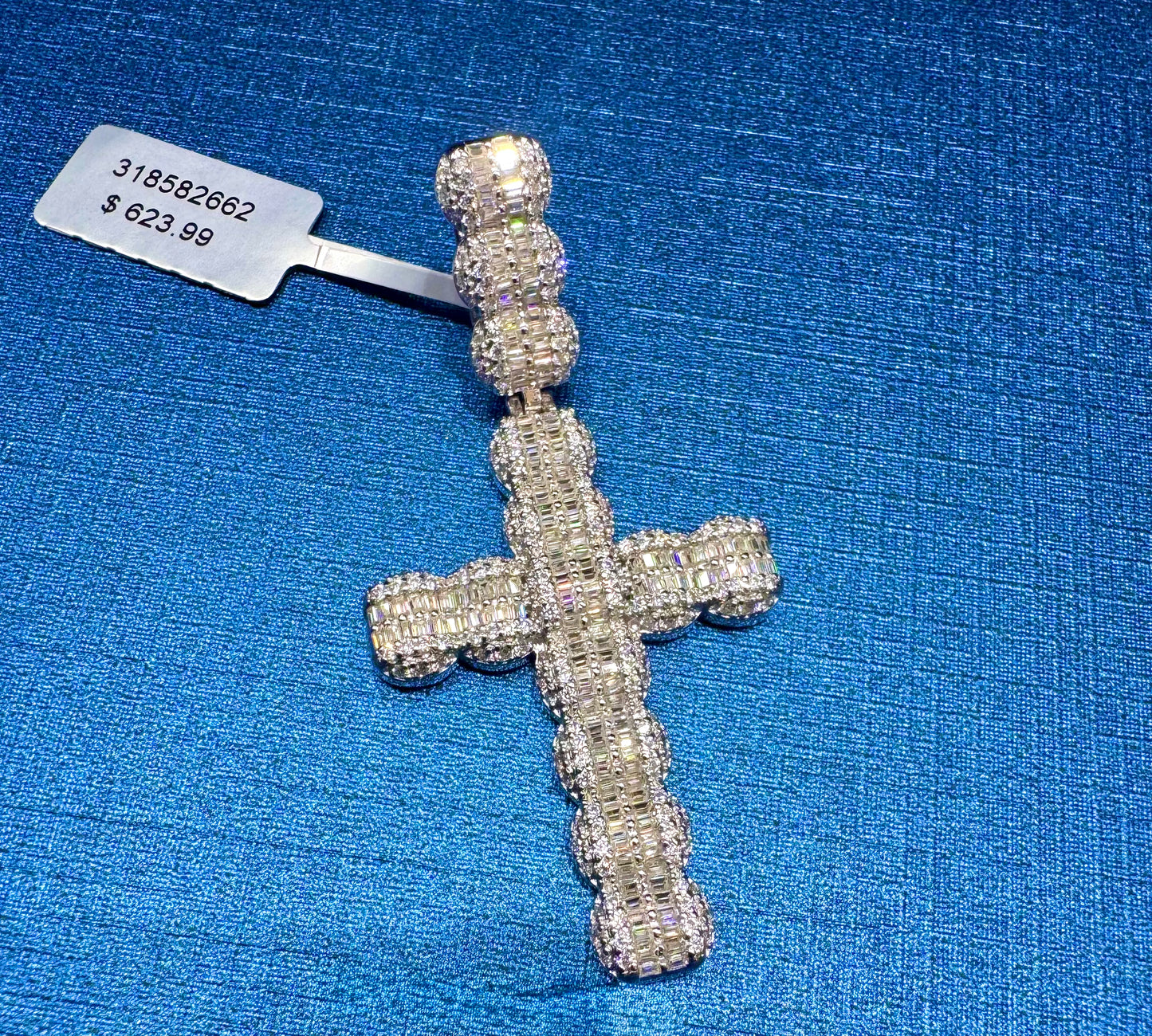SILVER MOISSANITE CROSS PENDANT 1.65CTW