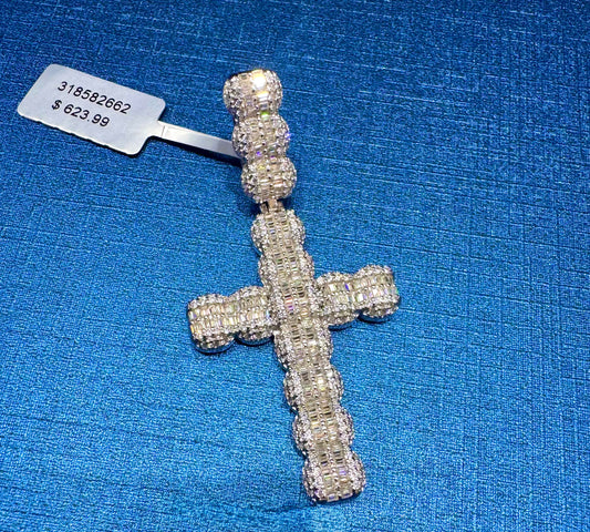 SILVER MOISSANITE CROSS PENDANT 1.65CTW