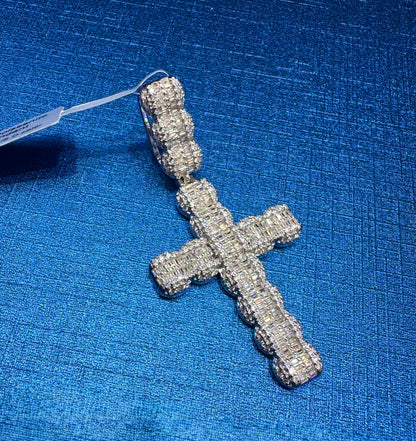 SILVER MOISSANITE CROSS PENDANT 1.65CTW