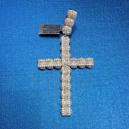 SILVER MOISSANITE CROSS PENDANT 6.61CTW