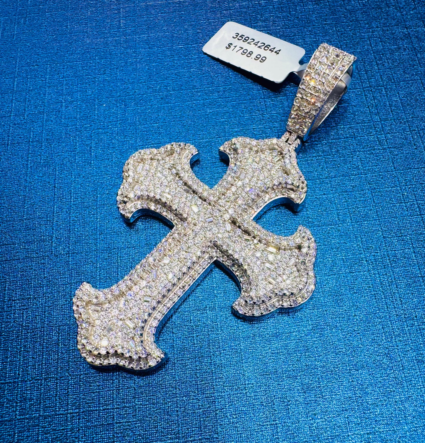 SILVER MOISSANITE CROSS PENDANT 6.87CTW