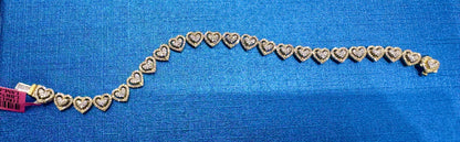10K GOLD NATURAL DIAMOND HEART SHAPE BRACELET 7”, 2.10CT,
