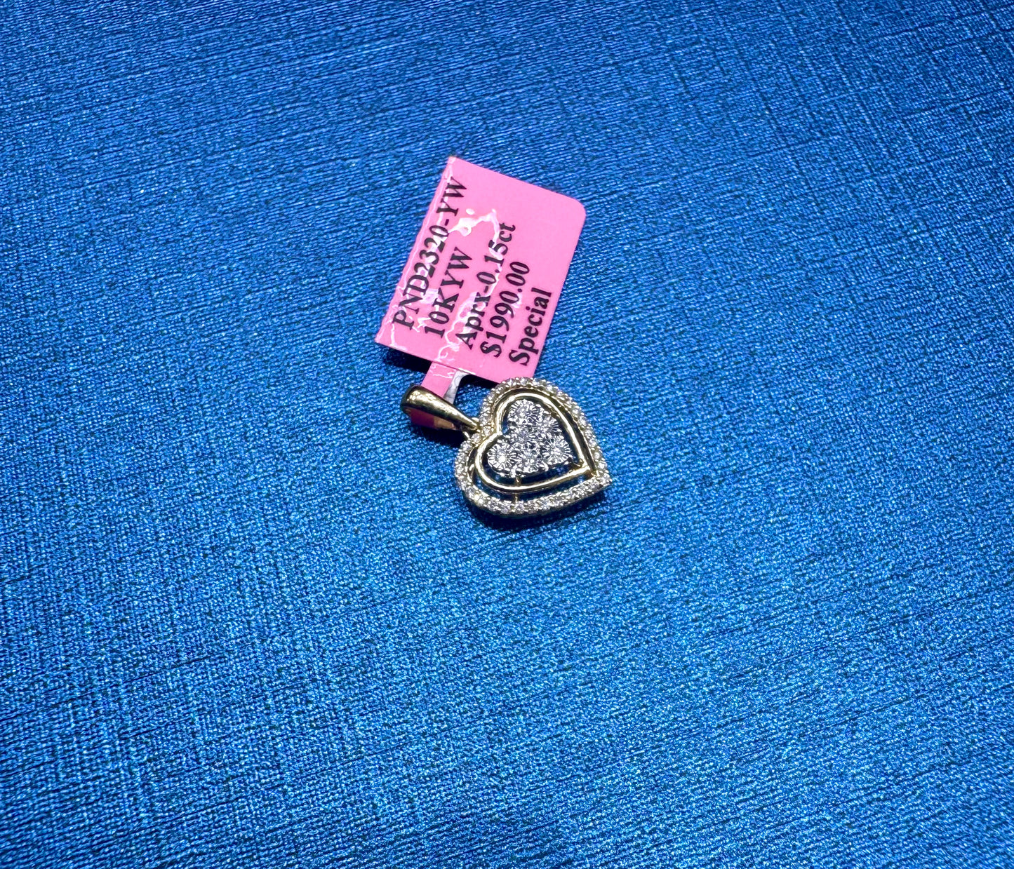 10K GOLD NATURAL DIAMOND HEART PENDANT 0.15CT