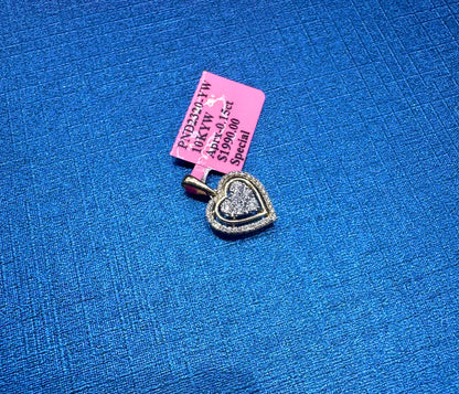 10K GOLD NATURAL DIAMOND HEART PENDANT 0.15CT