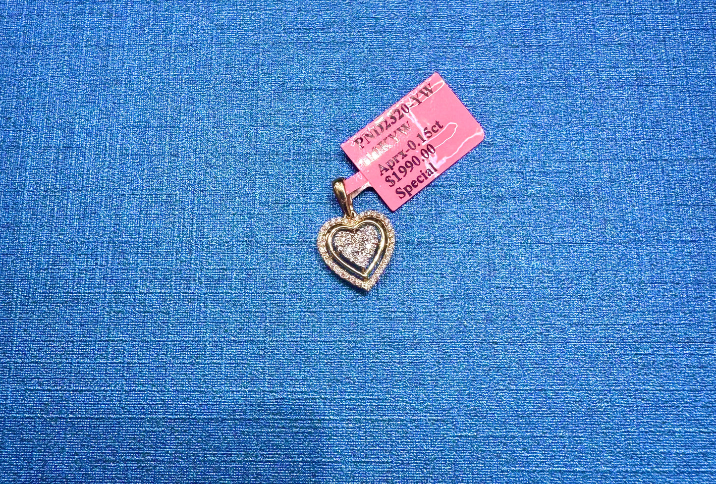 10K GOLD NATURAL DIAMOND HEART PENDANT 0.15CT