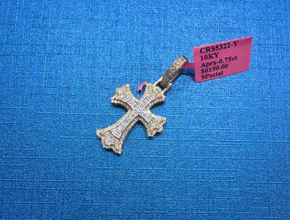 10K GOLD NATURAL DIAMOND CROSS PENDANT 0.75CT