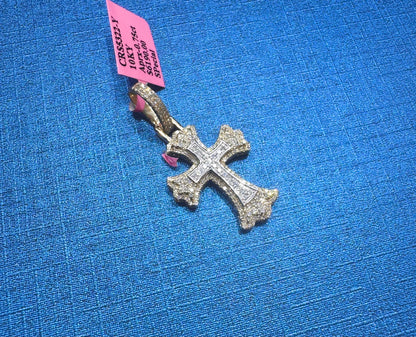 10K GOLD NATURAL DIAMOND CROSS PENDANT 0.75CT