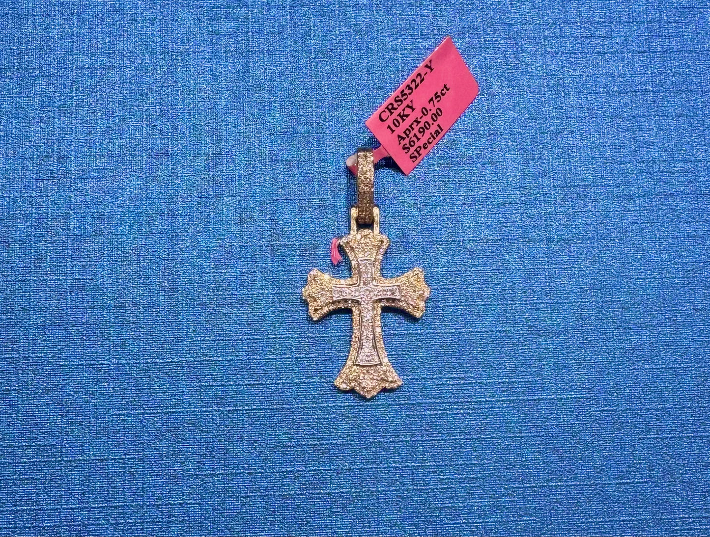 10K GOLD NATURAL DIAMOND CROSS PENDANT 0.75CT