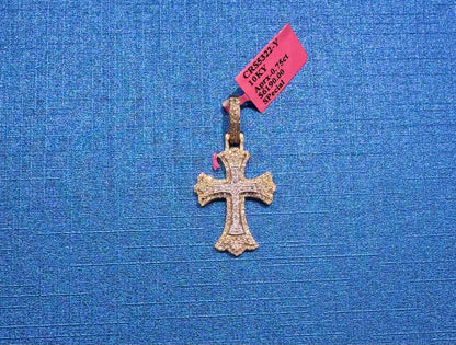 10K GOLD NATURAL DIAMOND CROSS PENDANT 0.75CT