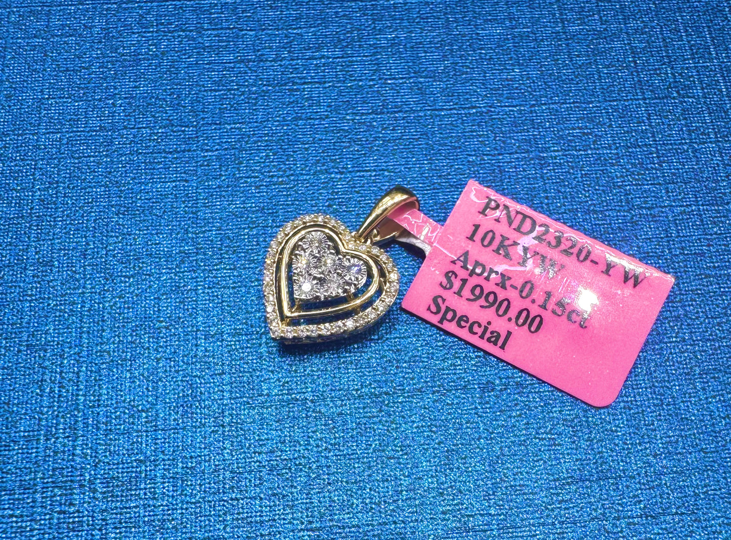 10K GOLD NATURAL DIAMOND HEART PENDANT 0.15CT