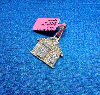 10K GOLD NATURAL DIAMOND HOUSE PENDANT 1.15CT
