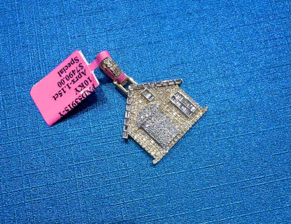 10K GOLD NATURAL DIAMOND HOUSE PENDANT 1.15CT