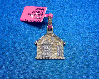 10K GOLD NATURAL DIAMOND HOUSE PENDANT 1.15CT