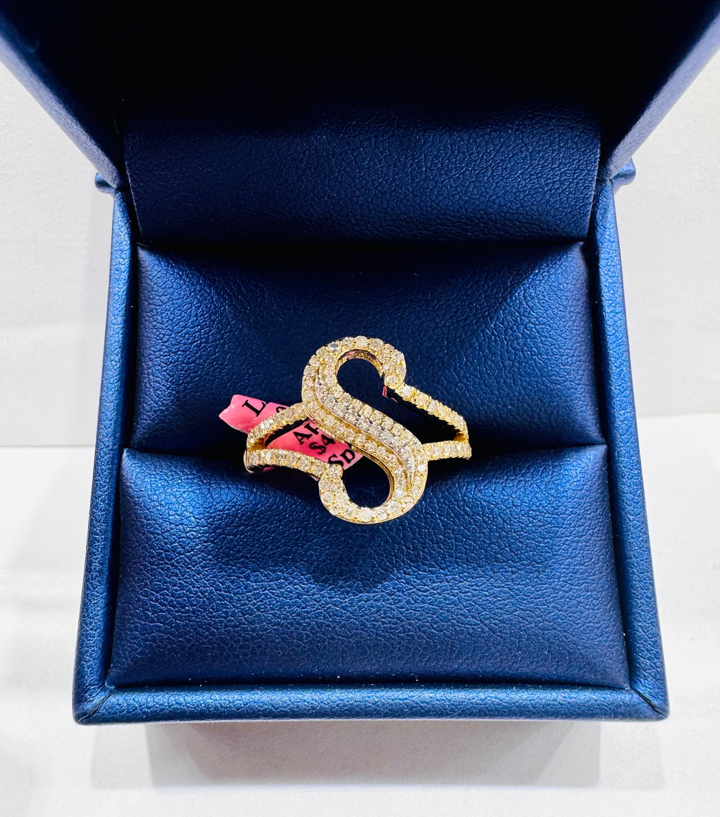 10K GOLD NATURAL DIAMOND INITIAL “S” RING 0.45CT, SIZE: 7