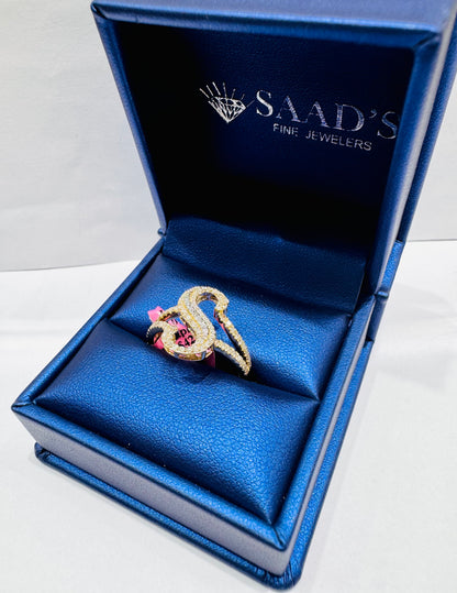 10K GOLD NATURAL DIAMOND INITIAL “S” RING 0.45CT, SIZE: 7